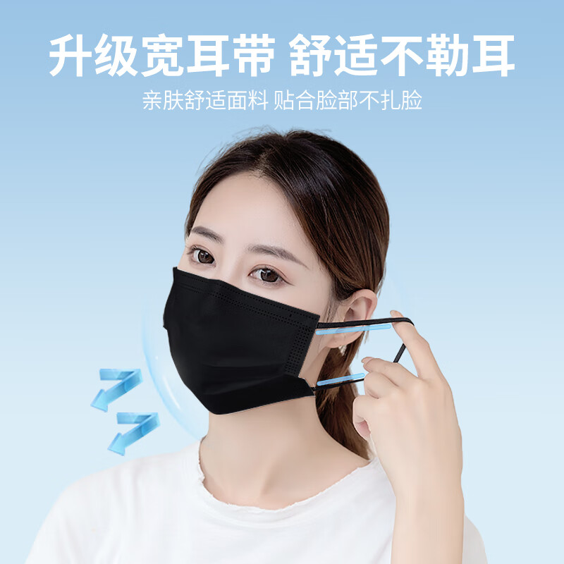 H&K Medical Surgical Mask Disposable Medical Breathable Protective Mask Individually packed 100 pieces/box black