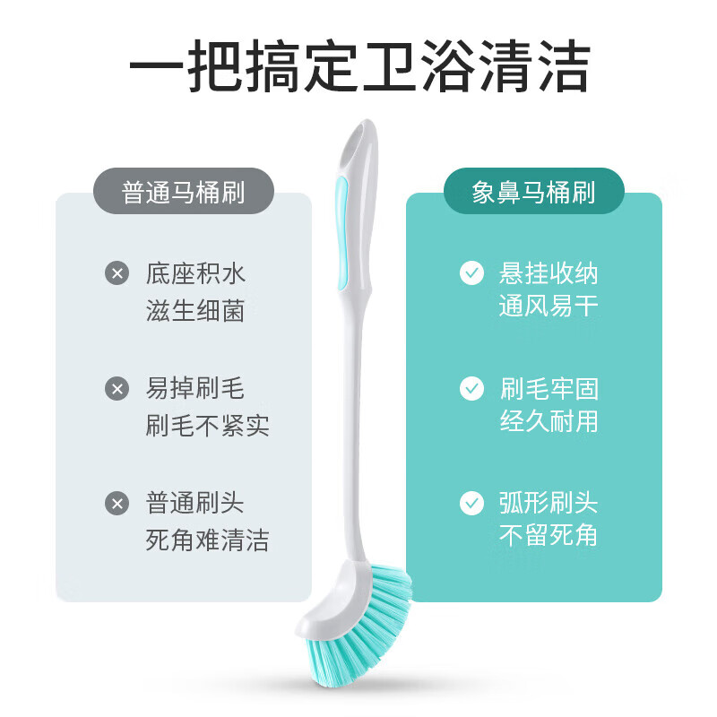 MARYYA Toilet Brush Set Drainable Long-handled Brush for Cleaning Dead Corners of the Toilet Base Cleaning Toilet Artifact Wall-mounted Curved Brush Head Small Elephant Trunk Toilet Brush
