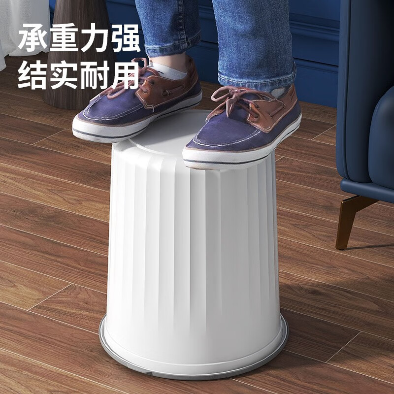 Mudong trash can household large capacity living room toilet bathroom bedroom kitchen office with pressure ring desktop paper basket Jingyi gray large single pack 16L