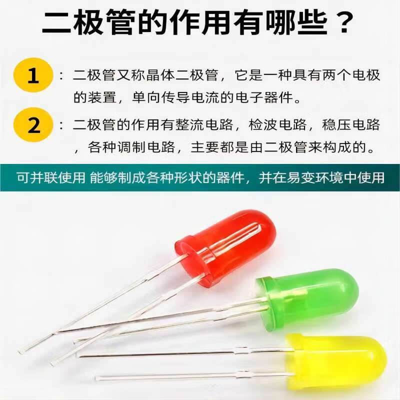 Noran LED small light bulb light-emitting diode 5MM 5 kinds of red, green, yellow, white and blue, 20 pcs each, total 100 pcs (1 pack)