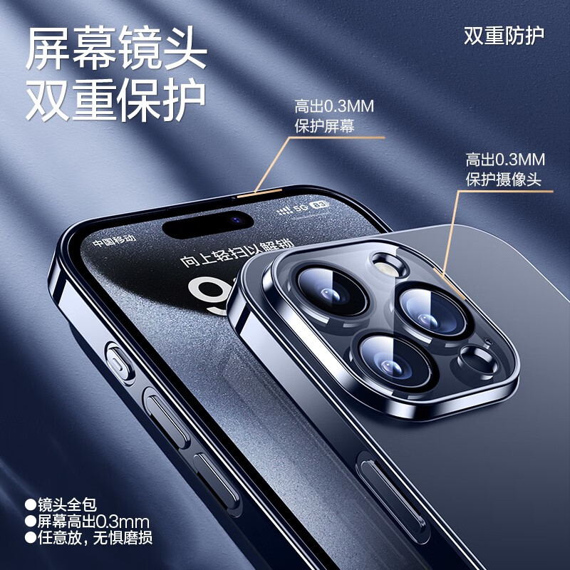 Flash magic comes with lens film, suitable for iphone15 series mobile phone cases, Apple protective cases, lens all-inclusive transparent anti-fall silicone airbag electroplating for men and women 15 fully transparent comes with lens film