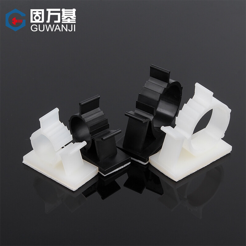 Guwanji adjustable fixed base adhesive wire network cable organizer buckle desktop cable management clip self-adhesive line card white LY-0810 5 pcs