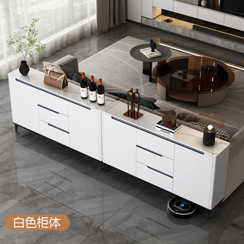 Faelli Italian slate dining table cabinet integrated wall cabinet storage cabinet modern simple entrance cabinet kitchen storage tea cabinet white cabinet + 12MM slate surface customized sideboard 100*30CM