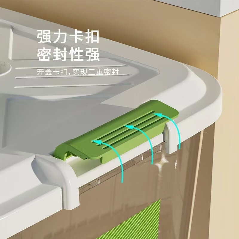 JD Logistics Household Insect-proof and Moisture-proof Sealed Food-grade Transparent Rice Bucket with Wheels Transparent-Ordinary Style 12 Jin (1 Pack)