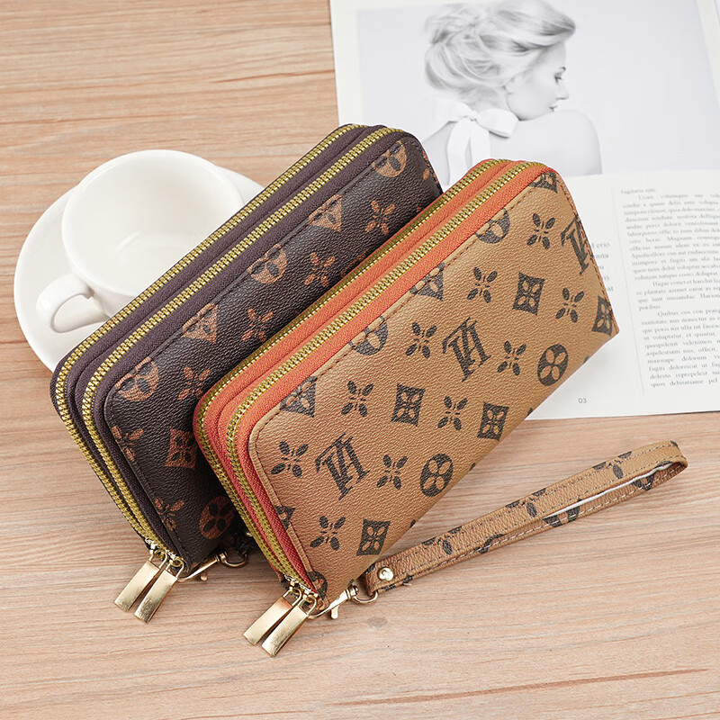 Woodpecker (TUCANO) 2026 new wallet women's European and American fashion women's clutch bag multi-card slot card bag double zipper mobile phone bag 306 double zipper blue