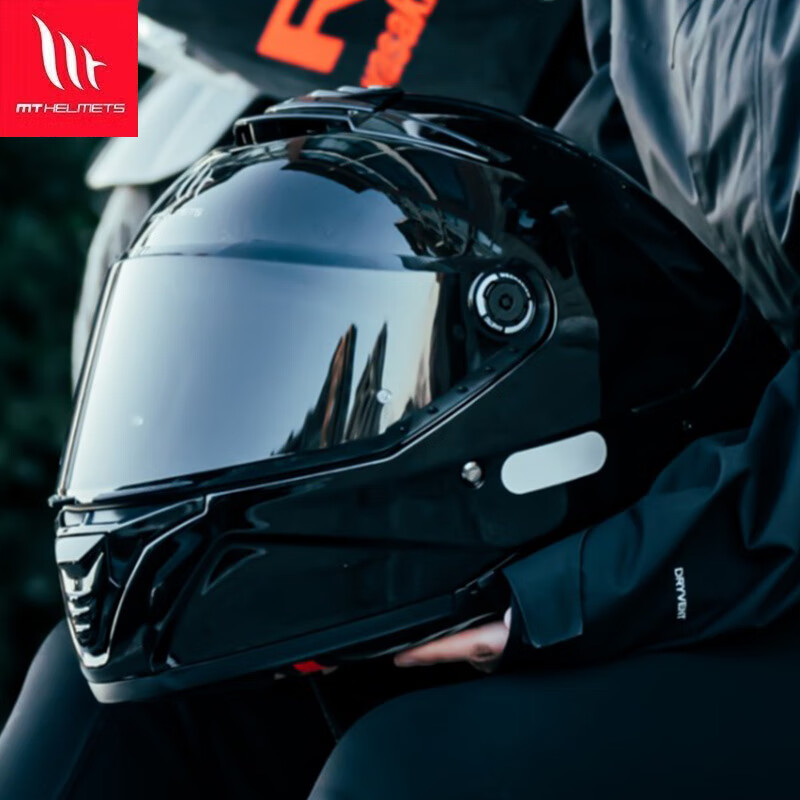 MT HELMETS motorcycle helmet Thor 4 full-face helmet with large tail fin for men and women summer breathable motorcycle racing double lens 3C certification flash black (standard transparent lens) XL