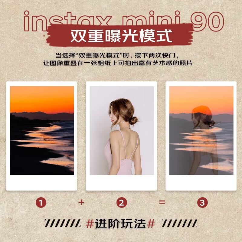 Fuji (FUJIFILM) instant mini12 mini90 camera, one-shot image, one-shot portable trial shooting camera mini90 red (quick release today) mainland version official standard + 10 pieces of photo paper