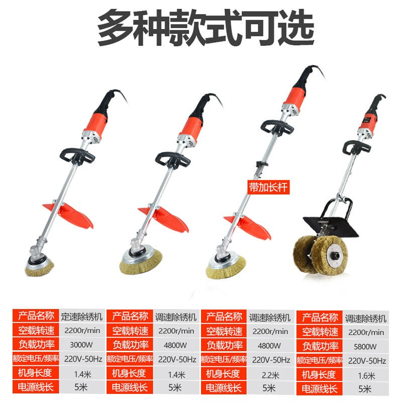 Aaron Hercules rust remover electric high-power color steel tile iron and steel renovation machine rust removal wire brush grinding and polishing machine lithium battery model 2 batteries 1.5 meters brushless forward + 3 small brushes