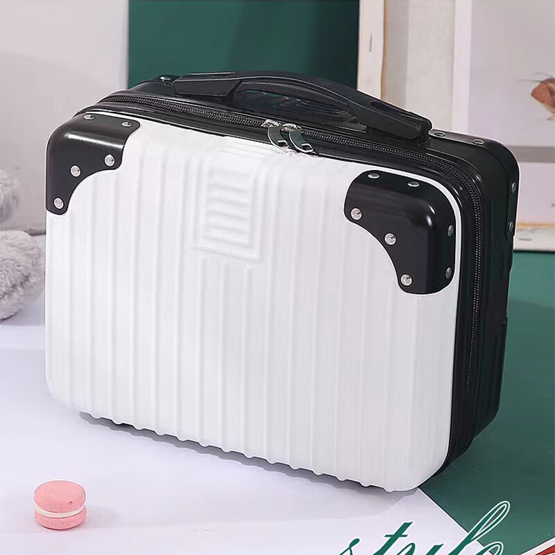 ToMill mini carry-on suitcase with code lock, boarding-ready 14-inch cosmetic case, large capacity, free check-in on aircraft, black and white