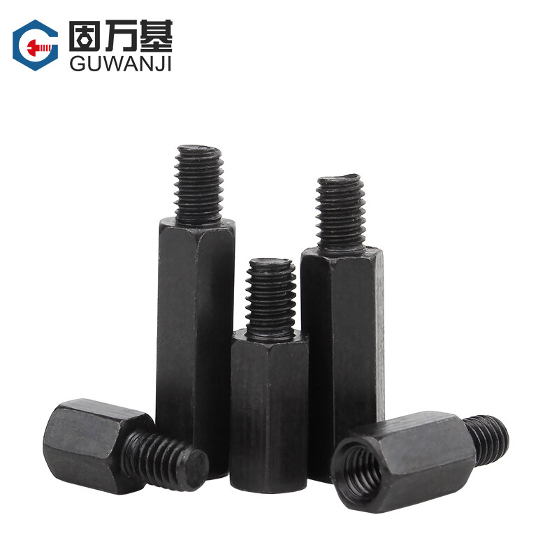 Guwanji iron black single-head hexagonal stud iron column chassis motherboard screw column connection column support column single-pass hexagonal copper column M4*25+6 10 pieces