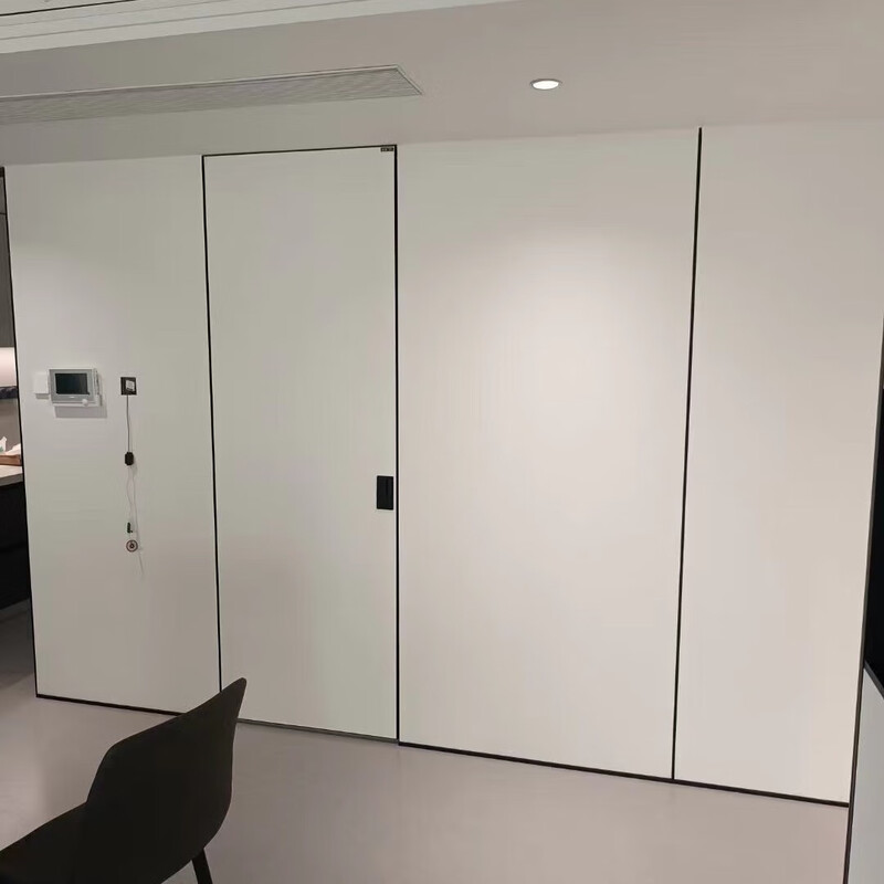 Modern simple aluminum-wood door frameless door hidden frame door invisible door hidden door solid wood composite interior door bedroom set door upgraded invisible hinge