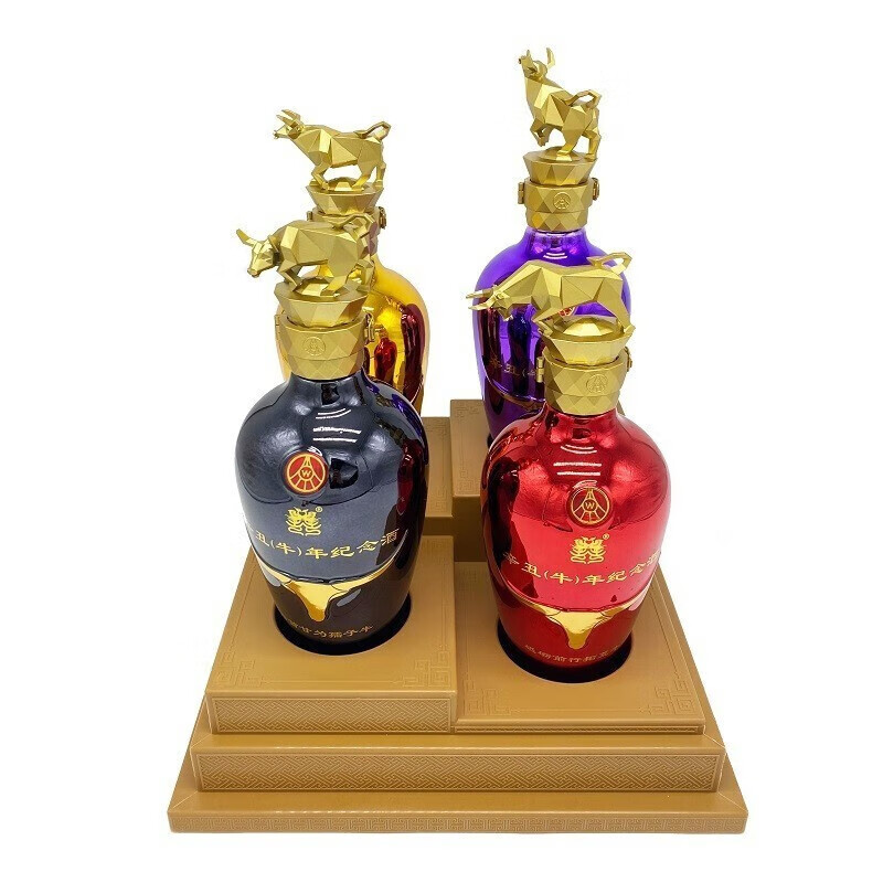 Wuliang Luzhou Wuliangye General Factory Zodiac Commemorative Liquor Luzhou Liquor Collection One-year-old New Year's Gift High-end Gift Box 52 Degrees 500mL 4 Bottles Xin Chou Year of the Ox
