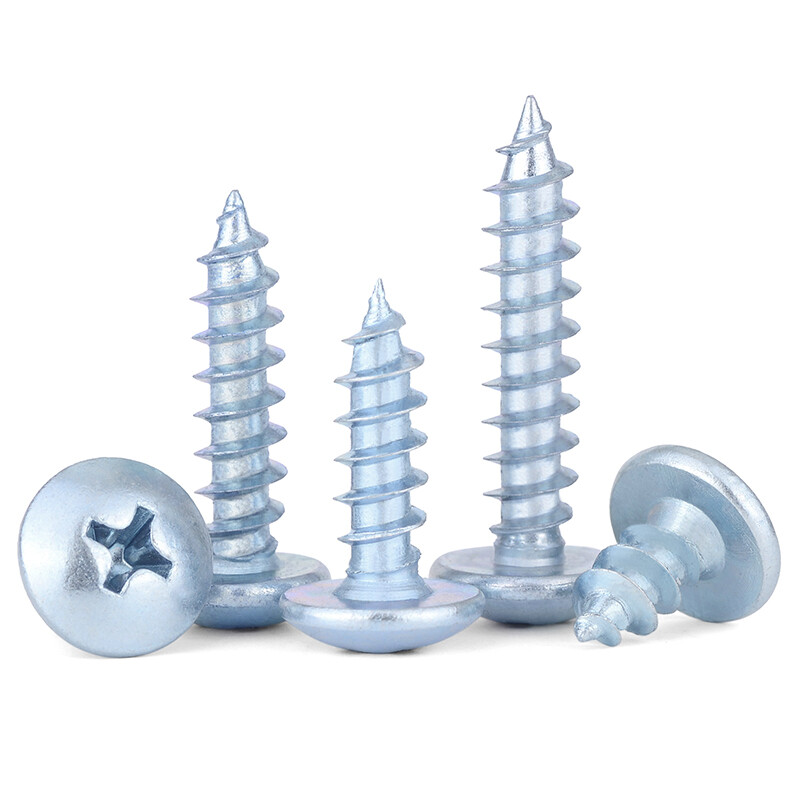 JINGGONG Plus hardwood screws, large flat head self-tapping screws, large cap self-tapping screws, umbrella head round head self-tapping wood screws, M5*12 half box, 400 pieces