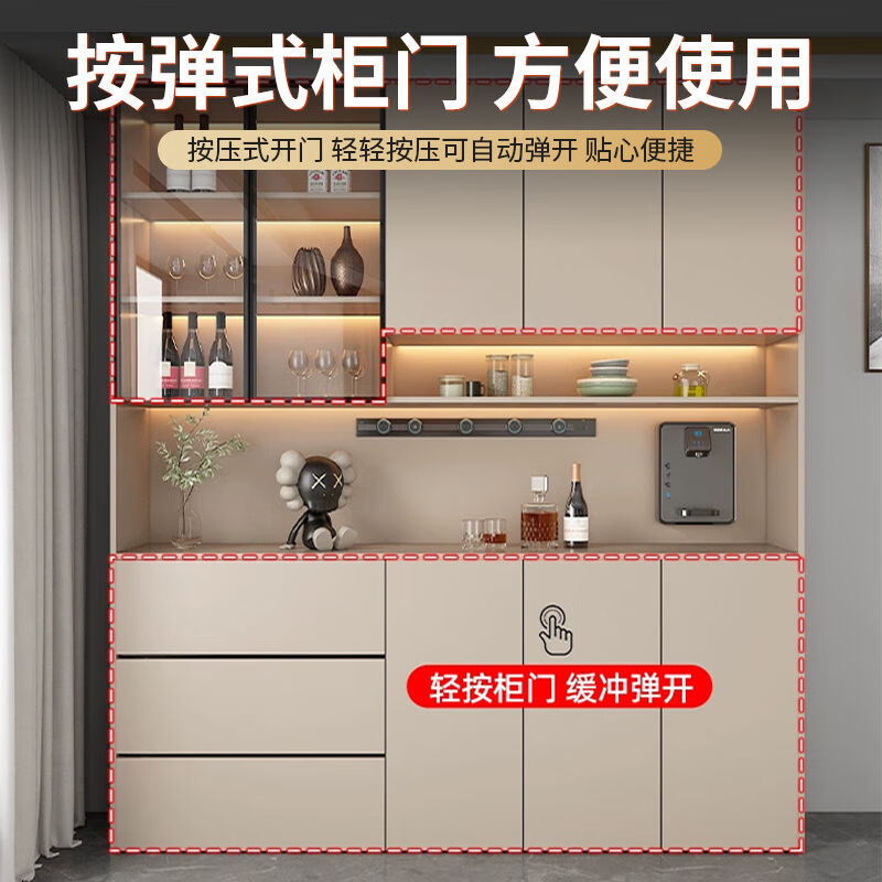 Mikeyou solid wood sideboard storage high cabinet integrated wall-mounted modern simple home living room dining room wall-mounted multi-functional wine cabinet Style 1 60*40*200 All solid wood