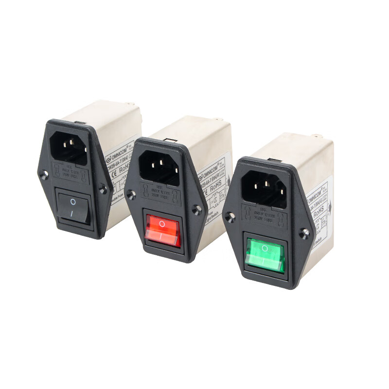 Taiwan omnicom power filter 220V10A socket with switch double insurance CW2B-10A-T (004) 10A red light