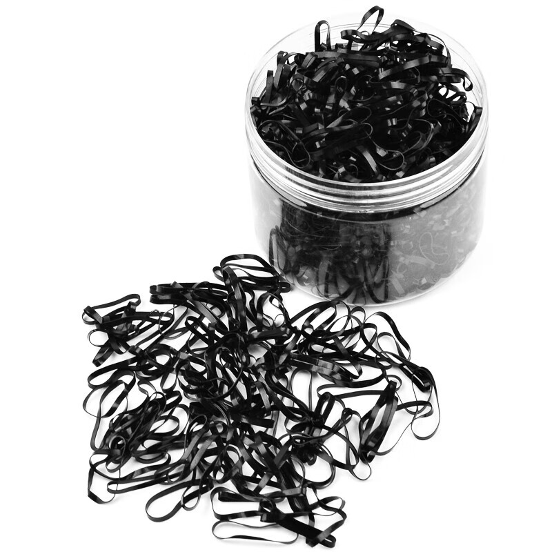 Jing Xiaodi approximately 500 thickened and thickened disposable rubber band headbands high elastic hair rope children's rubber band hair band black