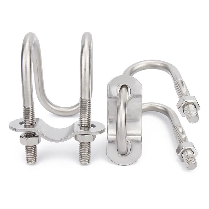 Jinchao 304 stainless steel double U-bolt screw U-shaped buckle cross water pipe clamp holder pipe clamp hoop M6*25*25-M6*6 points*6 points