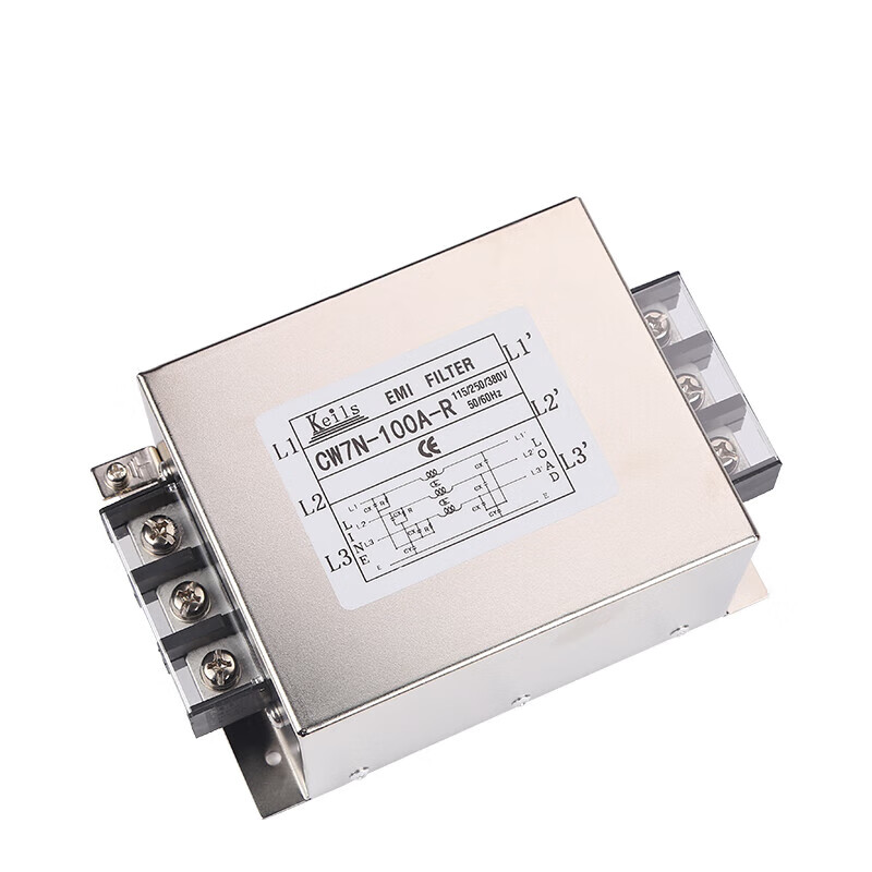 KEILS power filter three-phase 380V anti-interference 60A150A120A100A terminal block 200A high current CW7N-50A-R (three-phase three-wire) input type