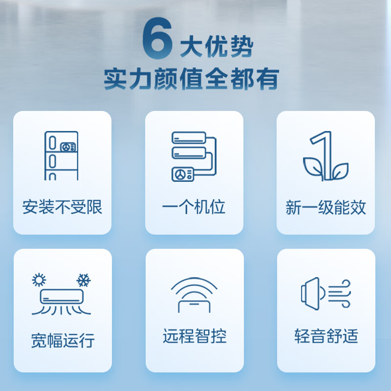 Midea central air conditioner one-to-two household hang-up, new level of energy efficiency DC variable frequency heating and cooling, energy-saving bedroom air conditioner, wall-mounted sub-basic one-to-two hang-up air conditioner, large 2 horses, one-to-two hang up, national supplement, ready for delivery