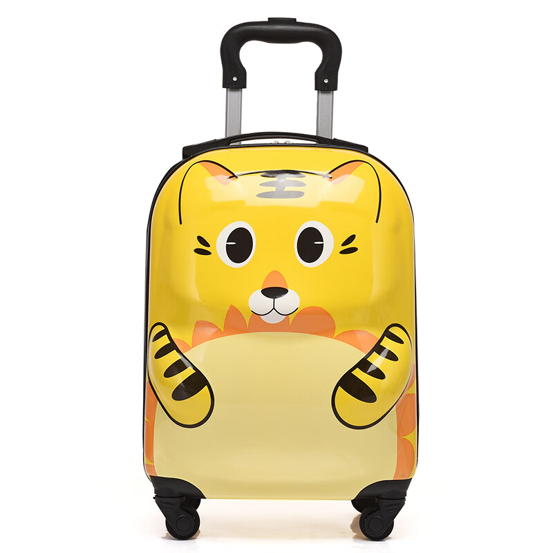 Weird Planet Cartoon Children's Trolley Case 18 Universal Wheels Suitcase Cute Animal 3D Student Suitcase Printable Tiger Style Yellow Zipper 18 Inch