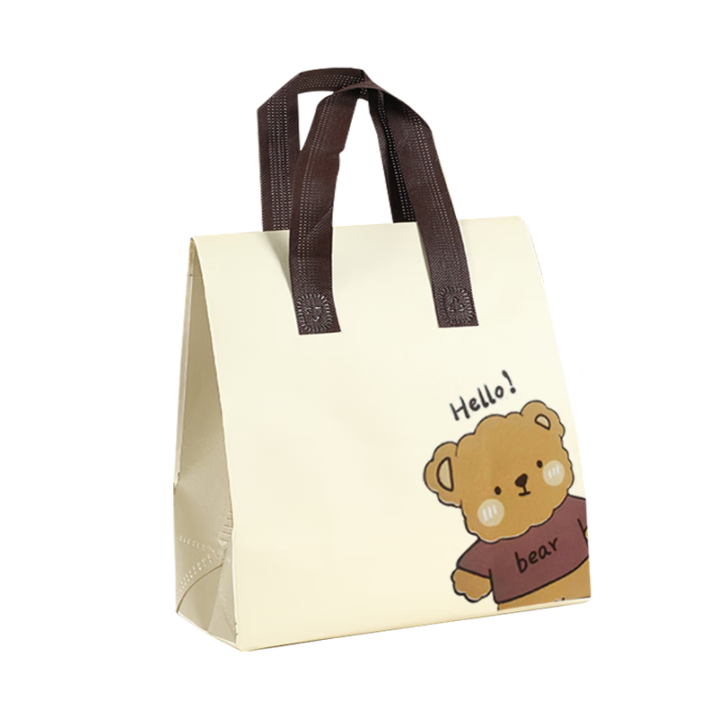 Kerui'er Large Ice Bag Takeaway Insulated Bag Packing Bag Non-Woven Bag Disposable Aluminum Foil Commercial Catering Dessert Autumn and Winter Tote Bag Customized Bear Large*10