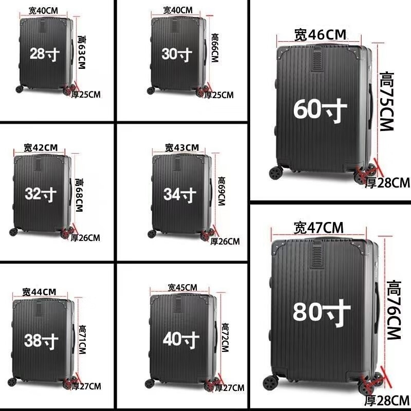 Tiffany Carney Oversized Luggage Men's Trendy Large Capacity Anti-scratch and Fall-resistant Hand-held Trolley Case Women's Overseas Shipping Large Luggage Student Accommodation Can Hold Quilt Password Suitcase Zipper Style Dazzling Black Platinum (Scratch-Resistant) 28-inch Strong and Durable