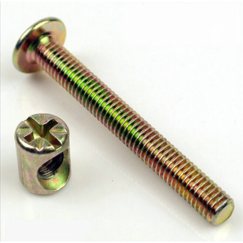 Shantou Lincun M6 furniture hardware screws crib accessories screws cross hole nuts bookcase oblique flat head screws hammer head nuts M6x length 60mm set price