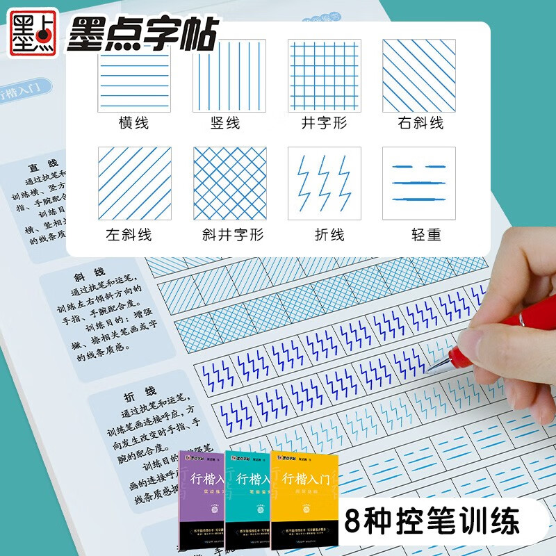 Ink dot copybook Jing Xiaopeng's basic introduction to regular script (video version) for students, adults and beginners to copy and trace red hard pen calligraphy practice handwriting copybook (3 books)