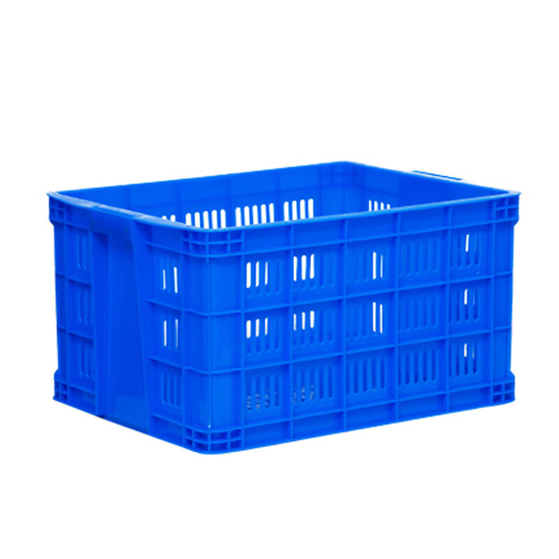 Plastic basket rectangular thickened large vegetable and fruit basket express turnover basket storage plastic frame hollow turnover box No. 14 long eye basket 680 long eye basket blue new PE clinker