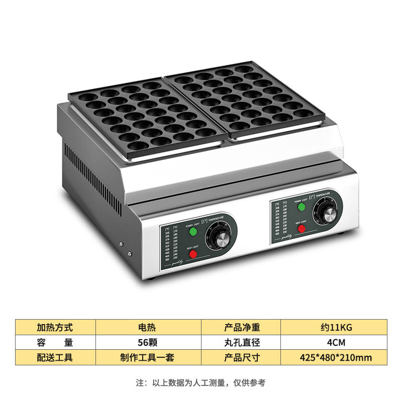 Venus octopus meatball machine, commercial Internet celebrity stall, household takoyaki machine, octopus meatball baking pan template tool, commercial electric heating model, double plate 56 holes丨4200W aluminum plate