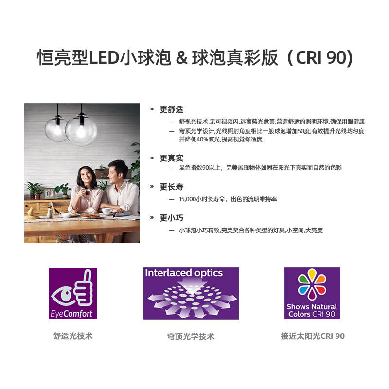 Philips (PHILIPS) constant-brightness LED bulb high-brightness energy-saving bulb lighting source E27 screw 12W white light 6500K true color version