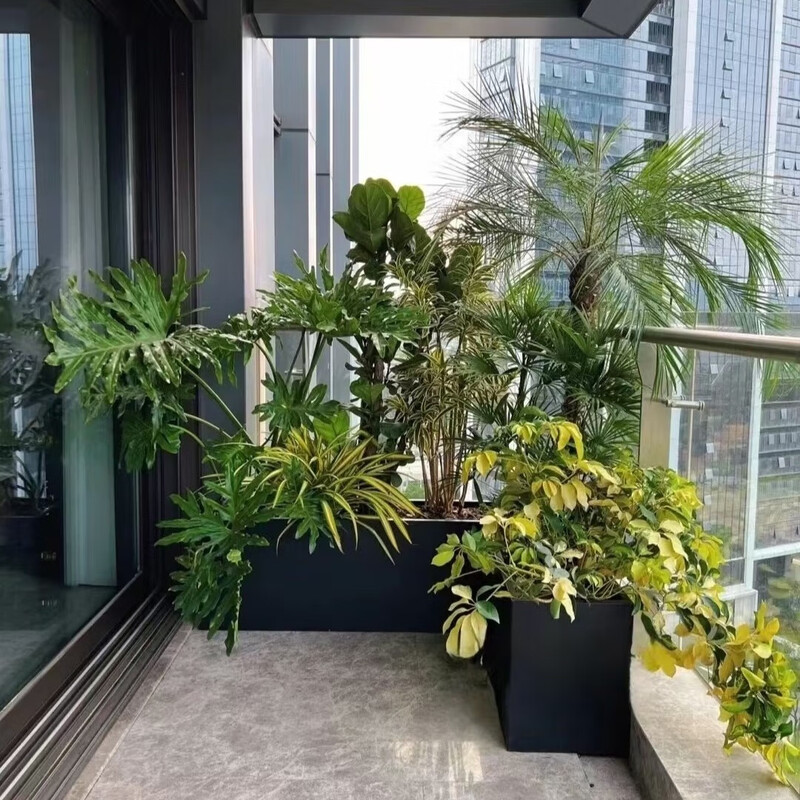 Qianlongyue rectangular cement flower pot extra large long magnesia mud flower box flower trough manger green plant outdoor potted bonsai white white 100*40*60 cm (length*width*height)