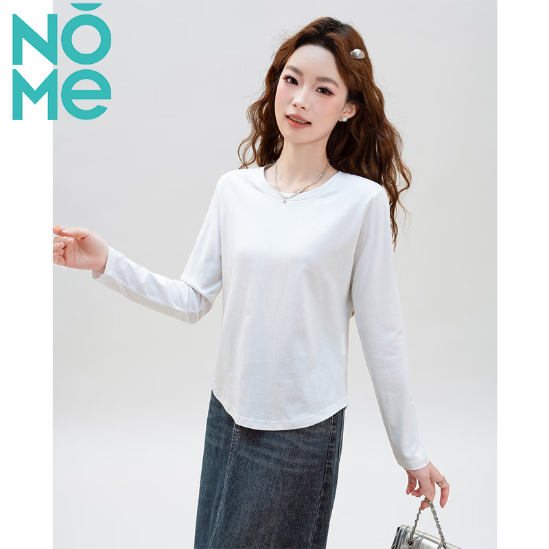 NOME's new autumn and winter round neck slim long-sleeved T-shirt women's body-shaping waist bottoming shirt white XL