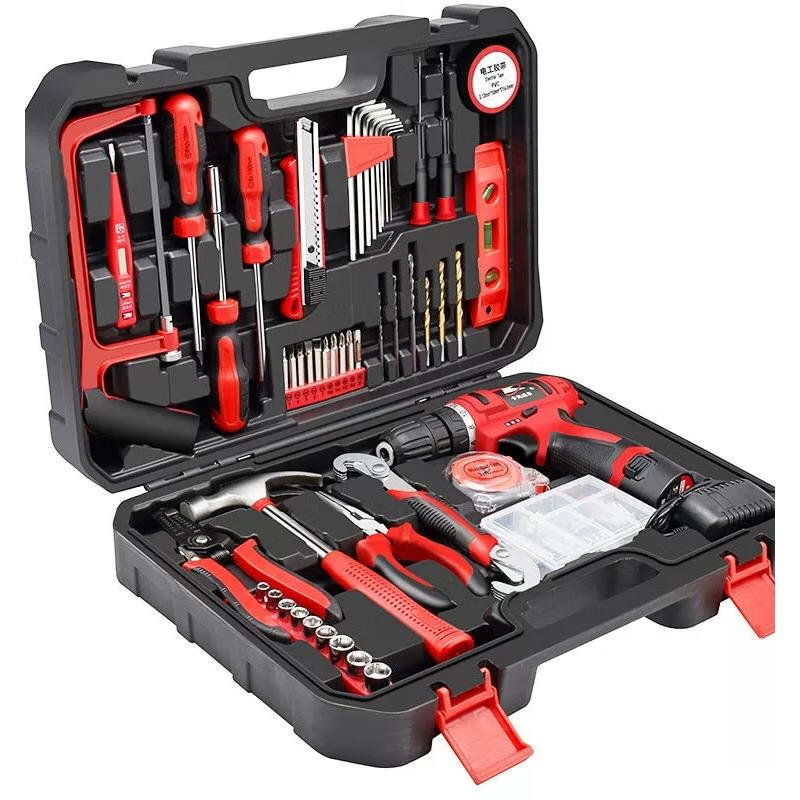 Kraftwell 109-piece multifunctional combination lithium battery electric drill set household tool box set P2982A 15-piece set 18V lithium electric drill set P3076A