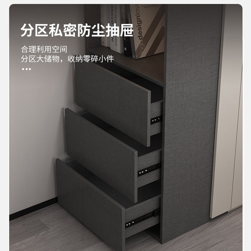 Zhijinxuan wardrobe bedroom solid wood wardrobe whole house custom-made two-door three-door European-style household color-blocking cream gray large wardrobe combination 280*60*240 six-door main cabinet + top cabinet + corner cabinet ecological board