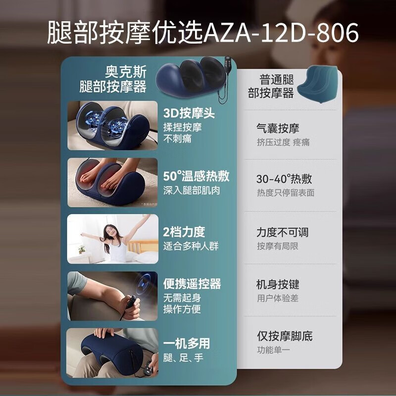 Oaks (AUX) foot massager leg massager foot and foot massager fully automatic kneading hot compress for foot and calf massage practical gift for parents and parents on Mid-Autumn Festival Teacher's Day 2025 upgraded new model 20 bumps 3D massage head Teacher's Day Mid-Autumn Festival gift for parents, elders, grandparents
