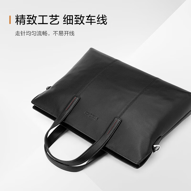 Samsonite men's handbag 13-inch computer bag casual commuting document bag cow leather briefcase TK9*09001