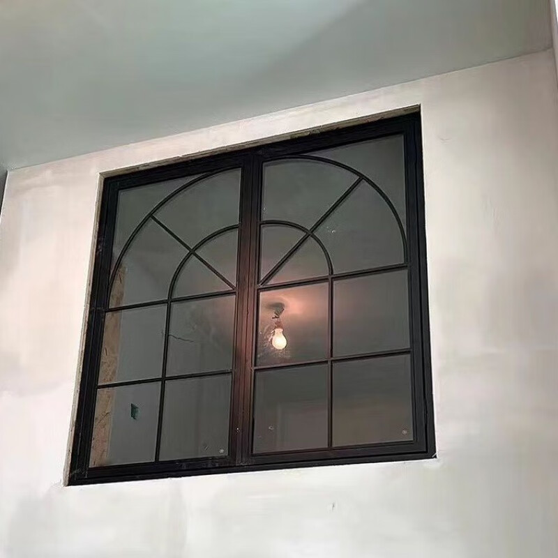 Yaotian customized French American iron art indoor living room loft lighting lattice window partition decoration fake window Changhong glass width 80 height 120 with transparent tempered glass