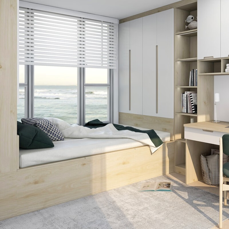 KUKA Japanese-style tatami bed and wardrobe integrated with desk storage bed custom wardrobe modern simple small apartment storage bed customization prepayment