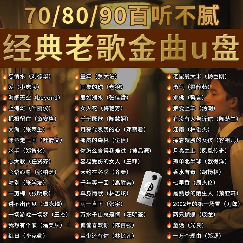 DIBORTON classic old songs car USB disk music 8090 post-8090 nostalgic songs lossless high-quality mp3 USB disk 64G classic old songs WAV lossless 1000 songs