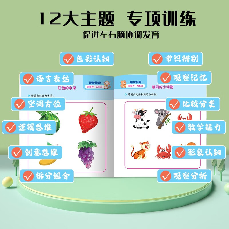 Concentration training book, intellectual game development for 4-5-year-old children, children's book to improve observation, mathematical logic and judgment ability, preschool education reference book, featured in Book Fragrance Festival Reading Festival