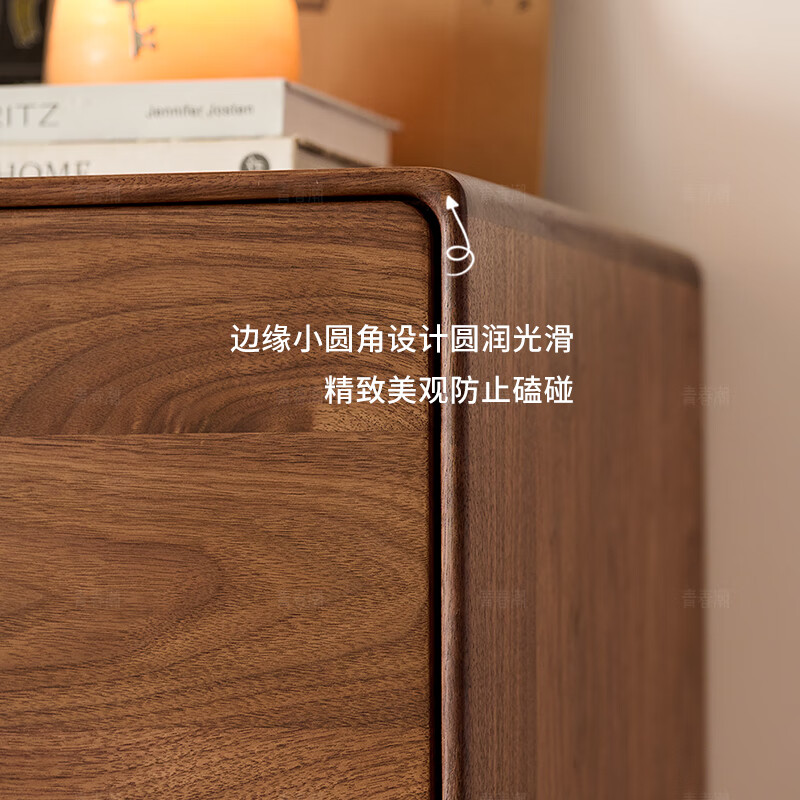 Youth Trend solid wood six-drawer chest, bedroom six-drawer chest, North American black walnut storage storage cabinet, living room TV cabinet side cabinet, all black walnut (115*45*100)