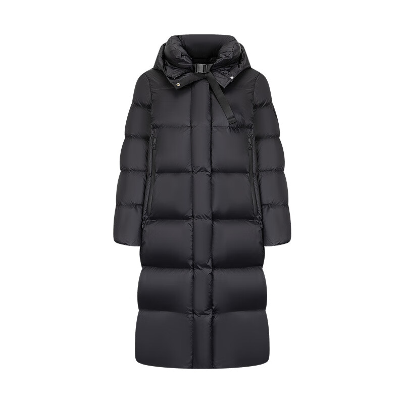 Elaiyi Goose Down Jacket Women's U-shaped Pillow Long Hooded Thickened Warm Winter New Year Jacket Carbon Black M