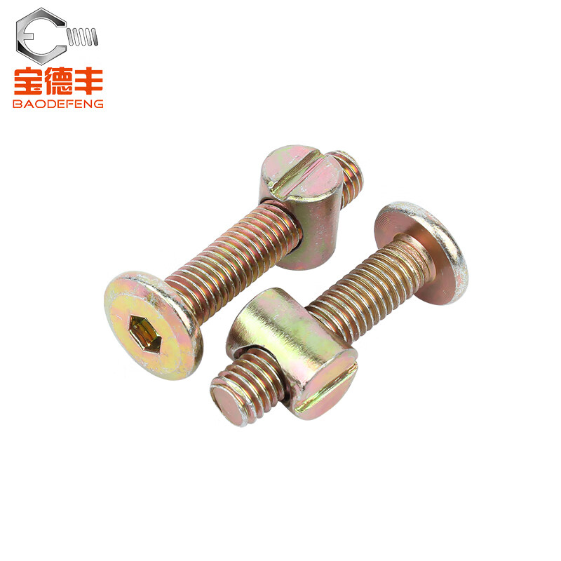 Baodefeng Furniture Screws and Nuts Collection Baby Crib Wood Board Connectors Tables, Chairs Cabinets Cross Hole Hammer Nuts Set M6x60 20 Sets