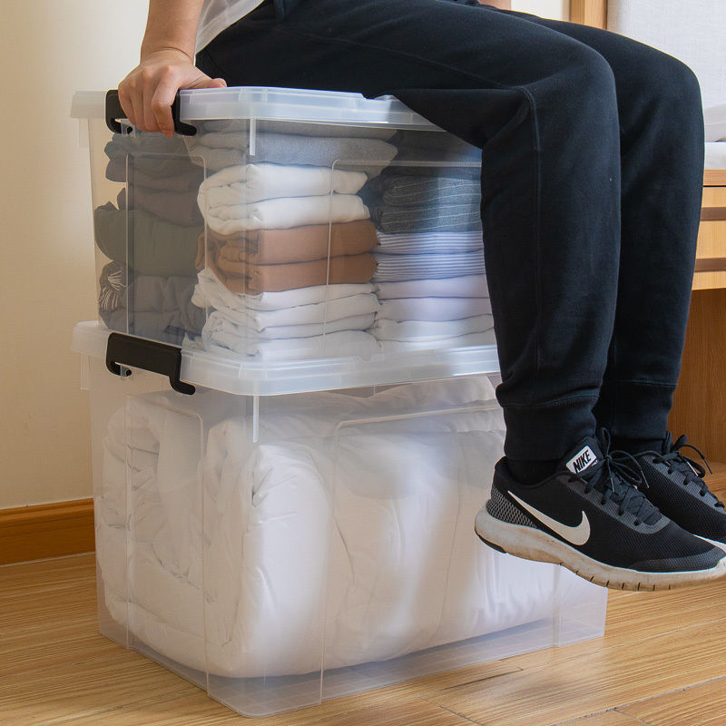 Hinata Plastic Transparent Storage Box Covered Organizing Box Household Storage Box Extra Large Clothes Storage Box Transparent Storage Box 20L One Pack