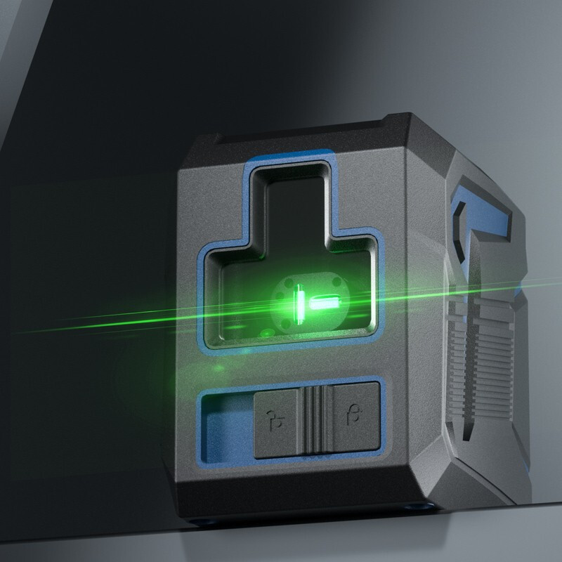 Dongcheng Green Laser Line Projection Level Meter High-Precision Strong Light Thin Line Outdoor Mini Leveling Meter FF10-11B Two-Line Level Meter