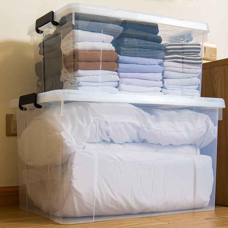 Hinata Plastic Transparent Storage Box Covered Organizing Box Household Storage Box Extra Large Clothes Storage Box Transparent Storage Box 20L One Pack