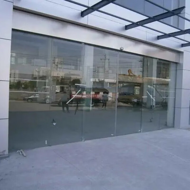 Guangzhou automatic glass door manufacturer Qingyuan induction glass door Guangdong stainless steel glass sliding door black