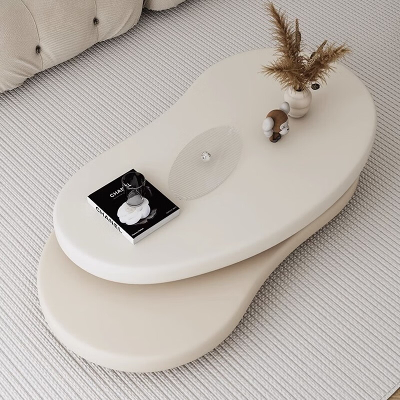 Bannimei cream style tea table for small apartments, high-end designer round tea table, Internet celebrity creative living room rotating tea table, cream style cashew coffee table