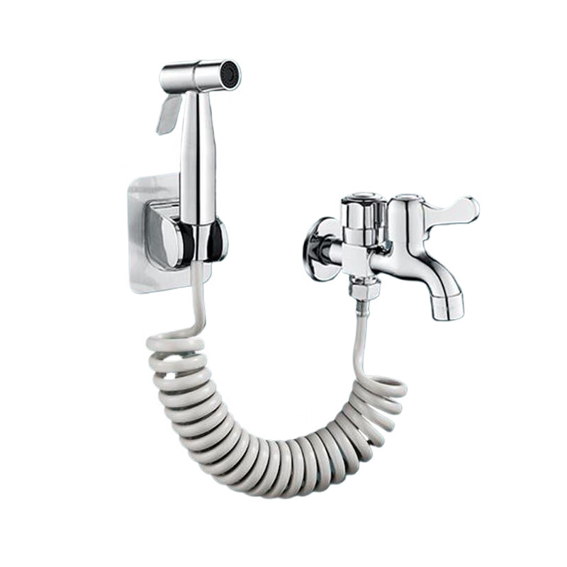 OLEWA Germany Balcony Mop Pool Faucet with Spray Gun Full Copper Body One In and Two Out Bathroom Toilet Companion Copper Faucet + Bracket + 304 Spray Gun + 3 Meter Pipe Independent Dual Control | High-Pressure Spray Gun